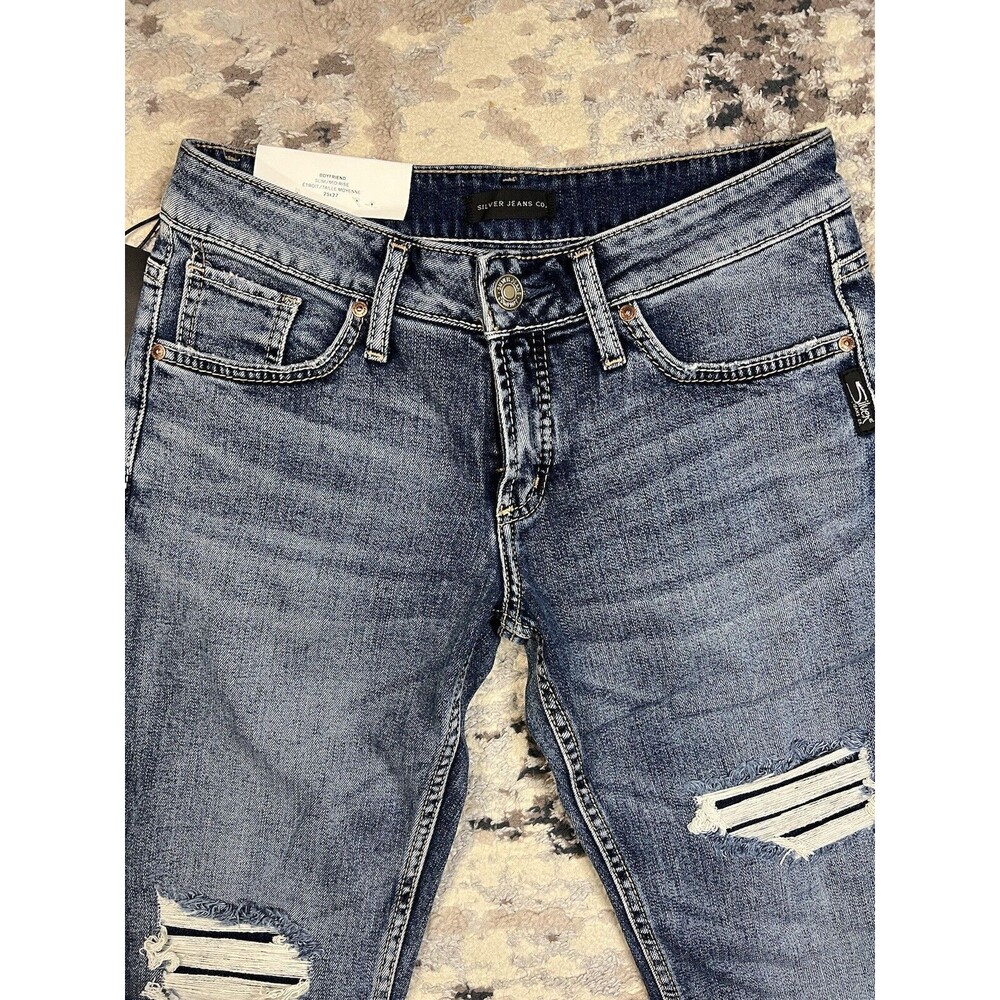 NWT Silver Boyfriend Mid-Rise Slim Fit Distressed Jeans Sz. 25X27 Buckle - Picture 13 of 13